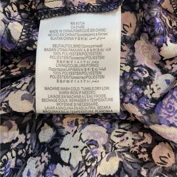 BCBGeneration Dress Purple Pink‎ Black  Floral Print Ruffle Size Medium - Picture 4 of 9
